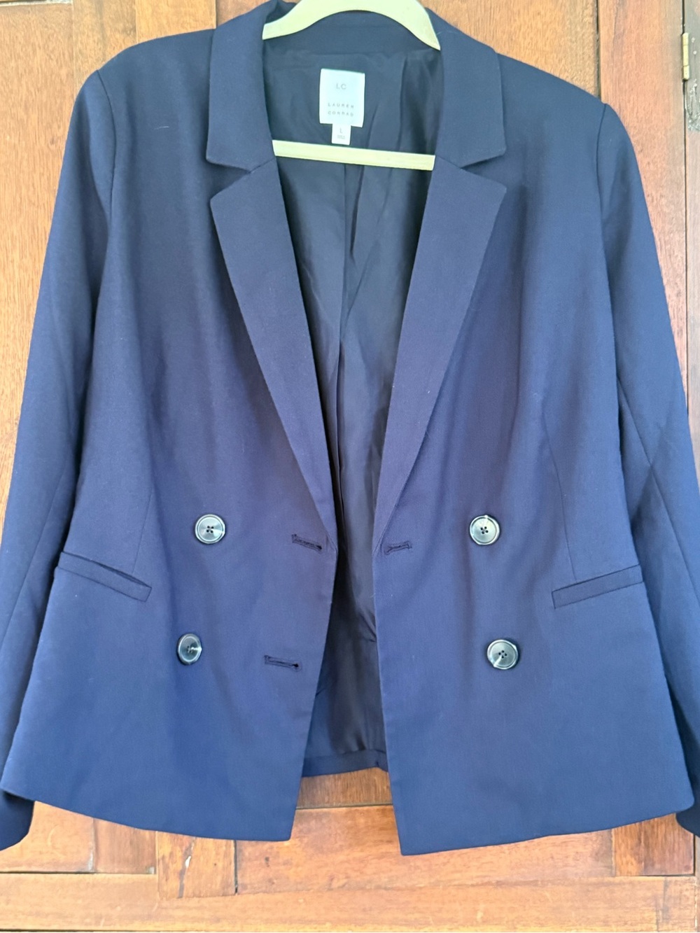 LC Lauren Conrad Navy Double-Breasted Suit Jacket Blazer